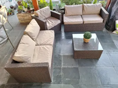 Juego de muebles de terraza ratán - miniatura 1