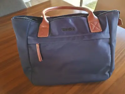 Bolso azul con asas marrones - miniatura 1