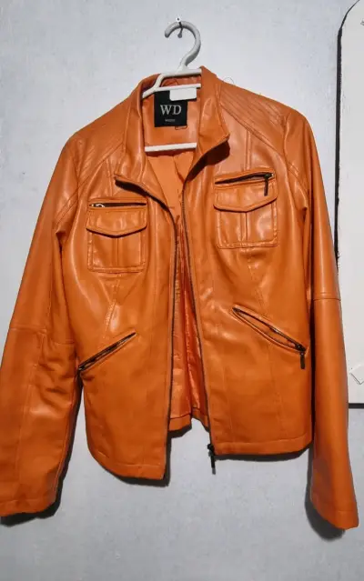 Chaqueta de cuero naranja WD - miniatura 1