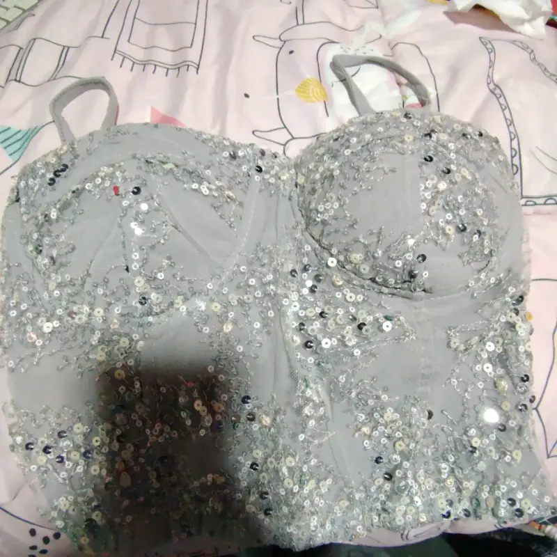 Corset gris con lentejuelas - 1