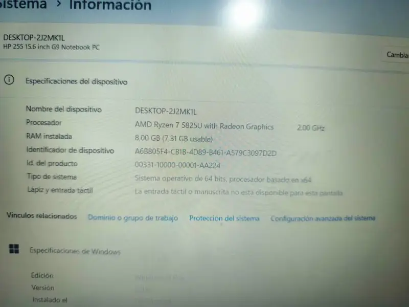 Notebook HP 15.6 pulgadas - 2