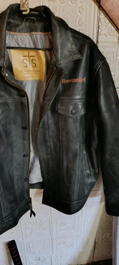 Chaqueta de cuero negra STS - miniatura 1