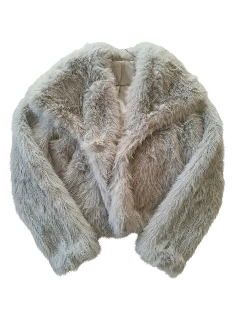 Chaqueta de piel sintética gris - 1