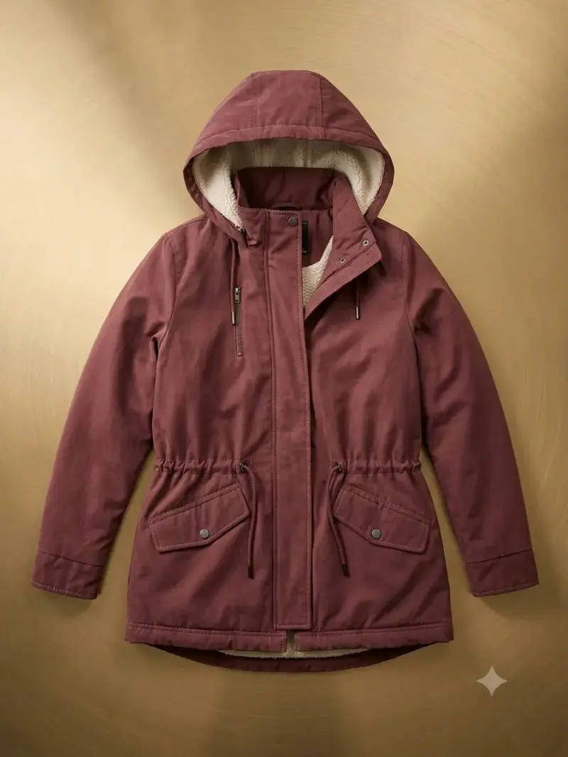 Parka burdeos con capucha - 1