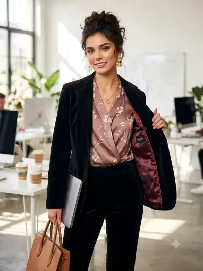 Blazer de terciopelo negro elegante - miniatura 1