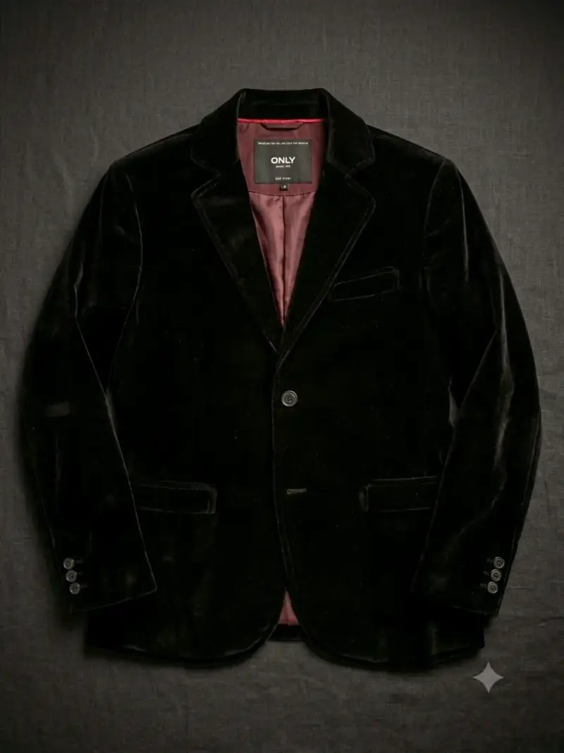 Blazer de terciopelo negro elegante - 2