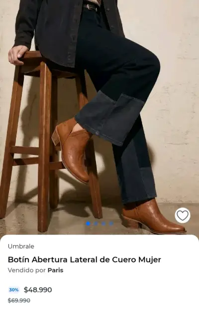 Botines de cuero café elegantes - miniatura 2