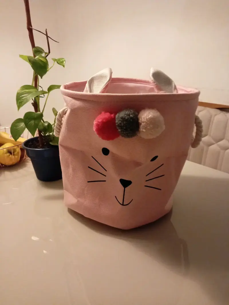 Cesto organizador rosa con diseño - 2