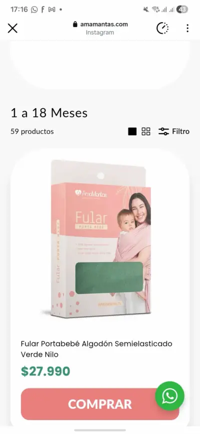 Fular porta bebé verde Ama Montos - miniatura 3