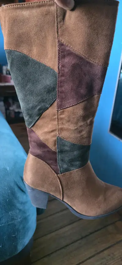Botas altas de gamuza multicolor - miniatura 1