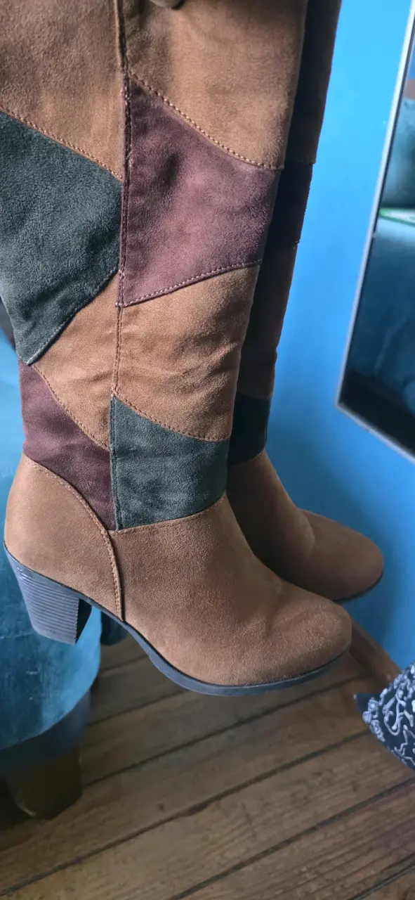 Botas altas de gamuza multicolor - 4