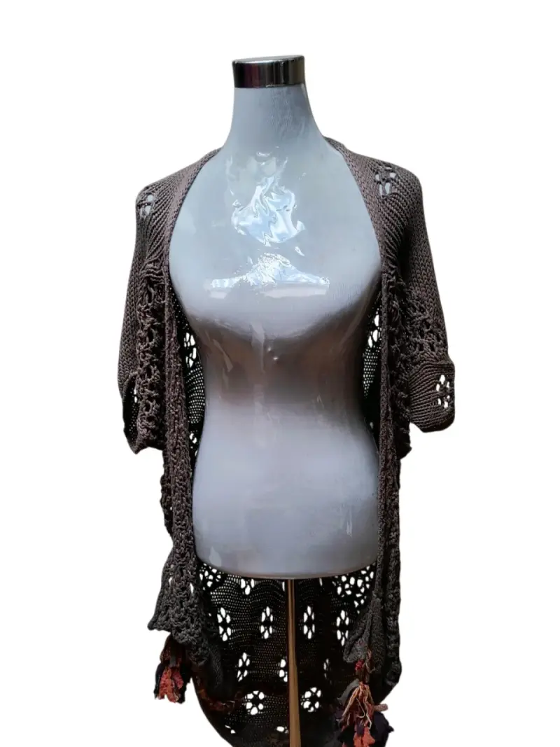 Cardigan tejido calado café marca Umbrale - 1
