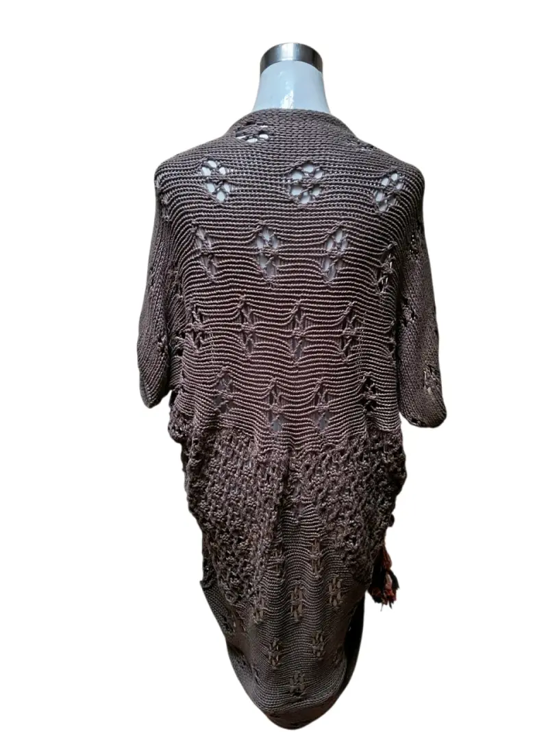 Cardigan tejido calado café marca Umbrale - 3