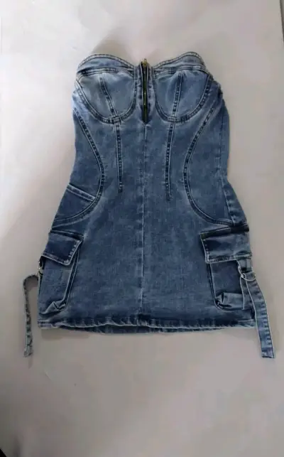 Vestido denim strapless - miniatura 1