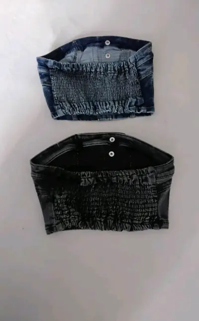Vestido denim strapless - miniatura 4