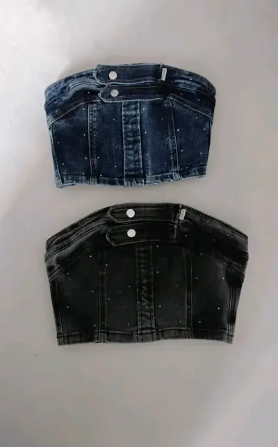 Vestido denim strapless - miniatura 6