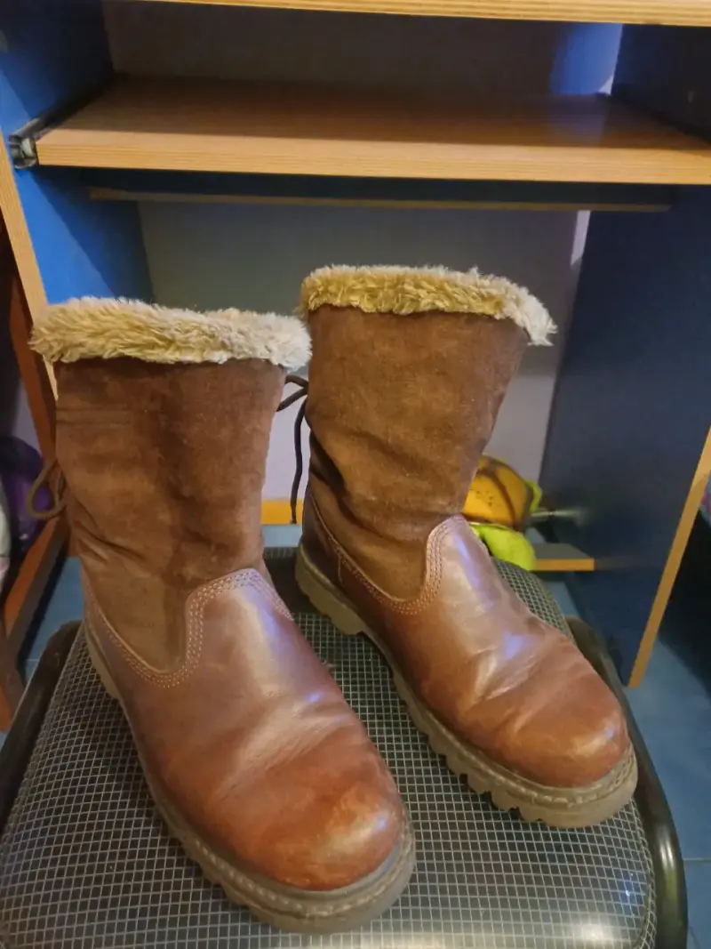 Botas de cuero café con forro