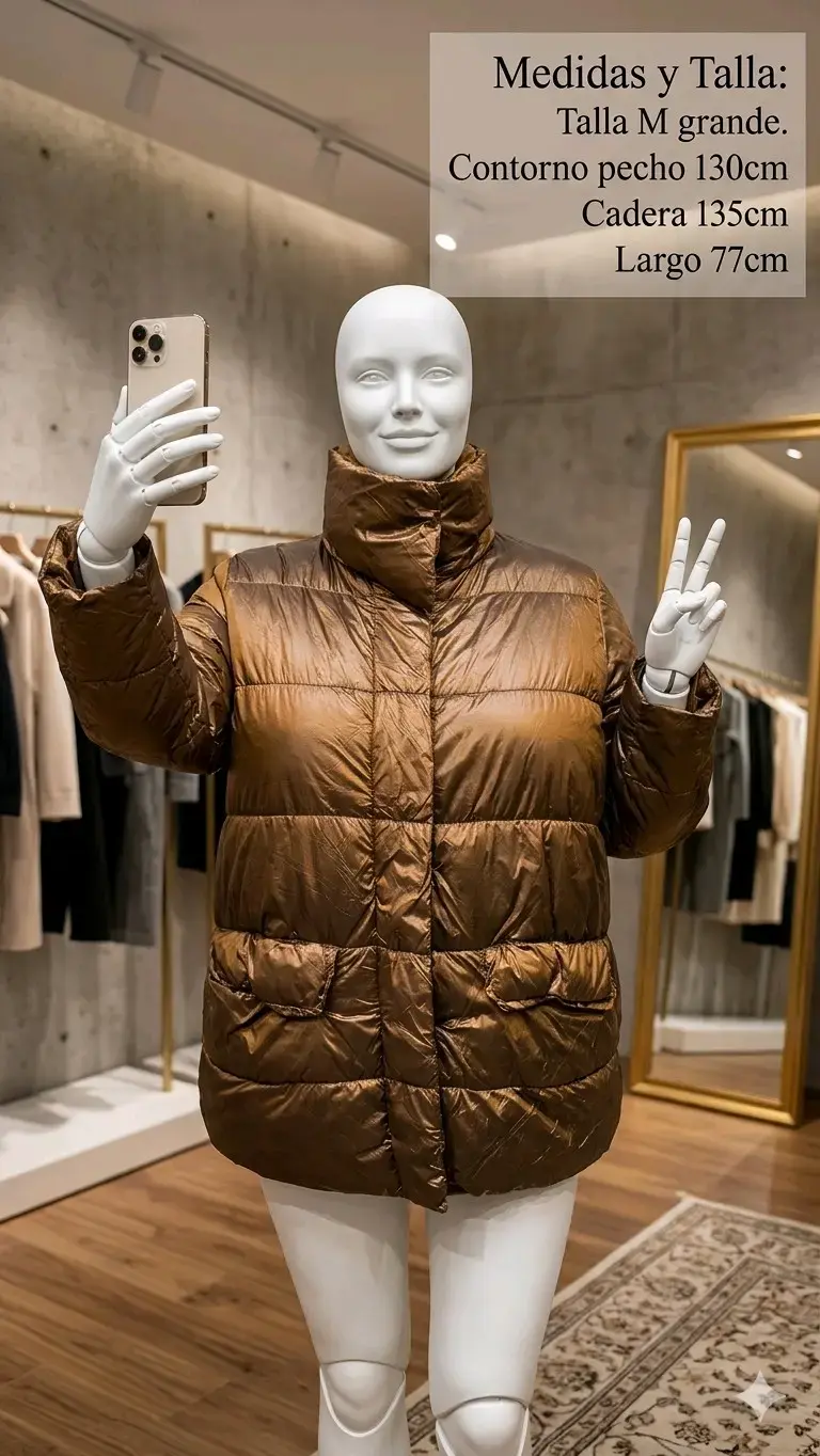 Chaqueta acolchada marrón M grande, equivale a xxl - 1