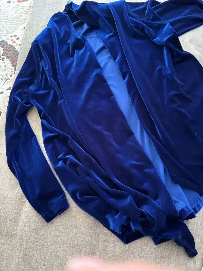 Cárdigan de terciopelo azul - 1