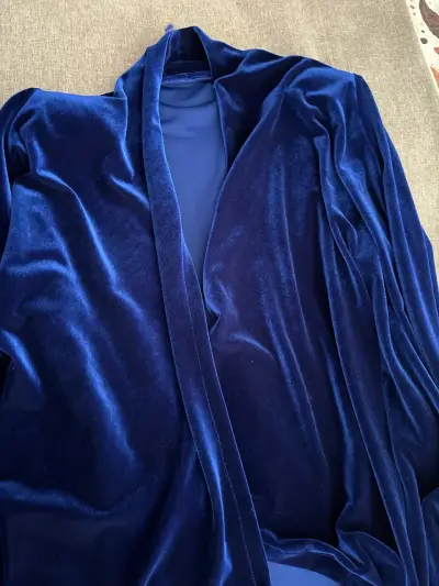 Cárdigan de terciopelo azul - miniatura 3
