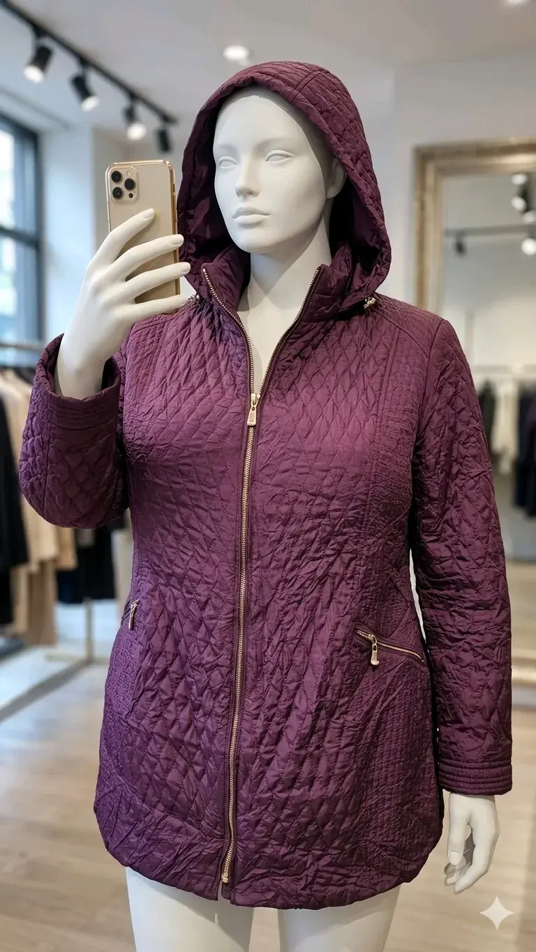 Chaqueta Larga acolchada morada con capucha xxl - 1