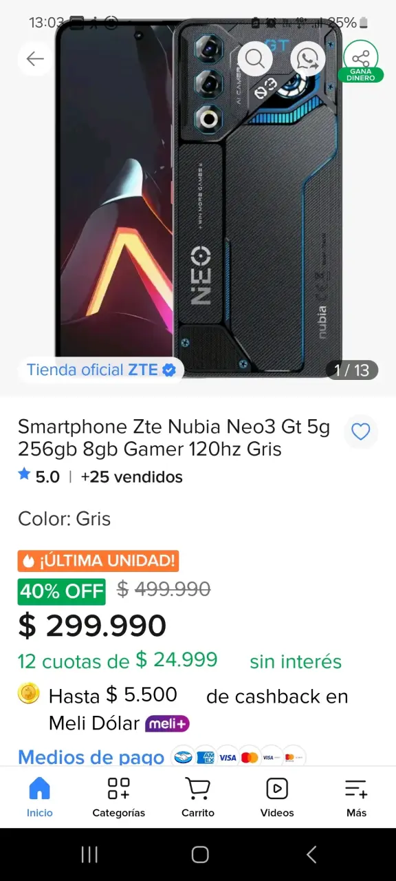 Smartphone ZTE Nubia Neo3 GT 5G 256GB - 1
