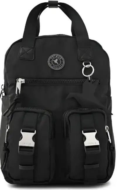 Mochila negra con bolsillos múltiples - miniatura 2