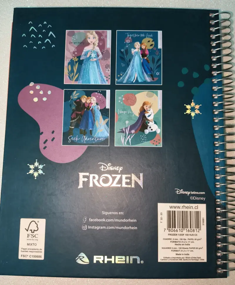 Cuaderno triple, 150 hojas, 5mm,Frozen grande - 5