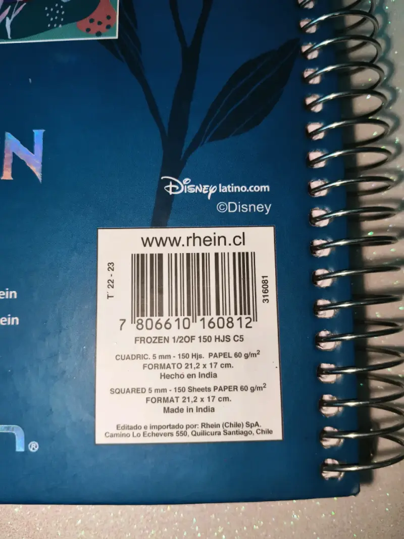 Cuaderno triple, 150 hojas, 5mm,Frozen grande - 6