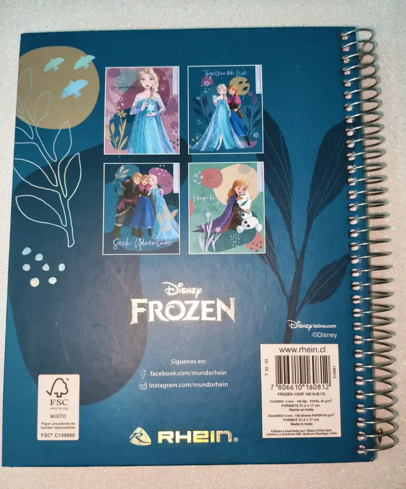 Cuaderno triple, 150 hojas, 5mm,Frozen grande - 5