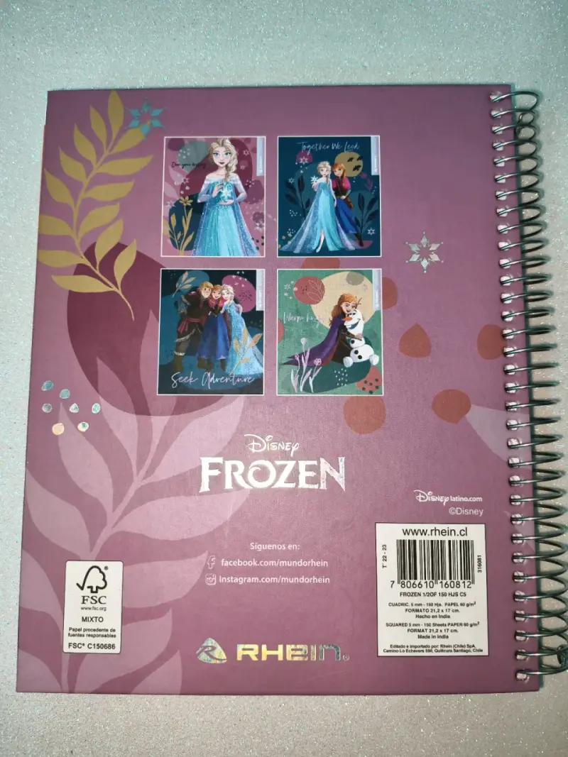 Cuaderno triple, 150 hojas, 5mm,Frozen grande - 5
