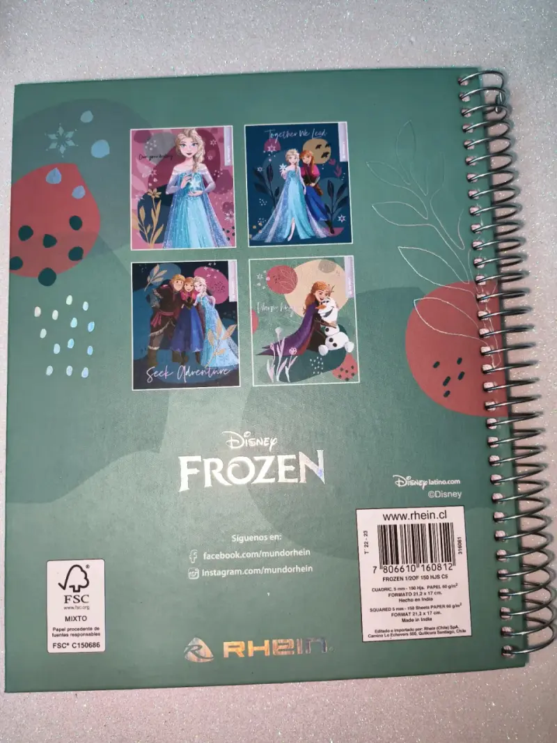 Cuaderno triple, 150 hojas, 5mm,Frozen grande - 5