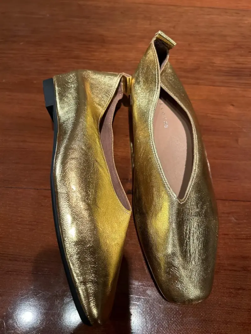 Zapatos 100% cuero nuevos dorados 24,5cm - 3