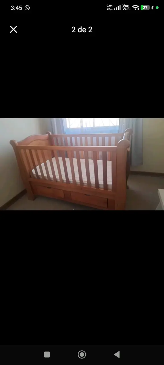 Cuna de madera rauli con colchón - 2