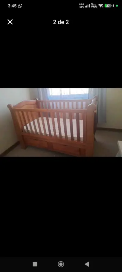 Cuna de madera rauli  con colchón - miniatura 2