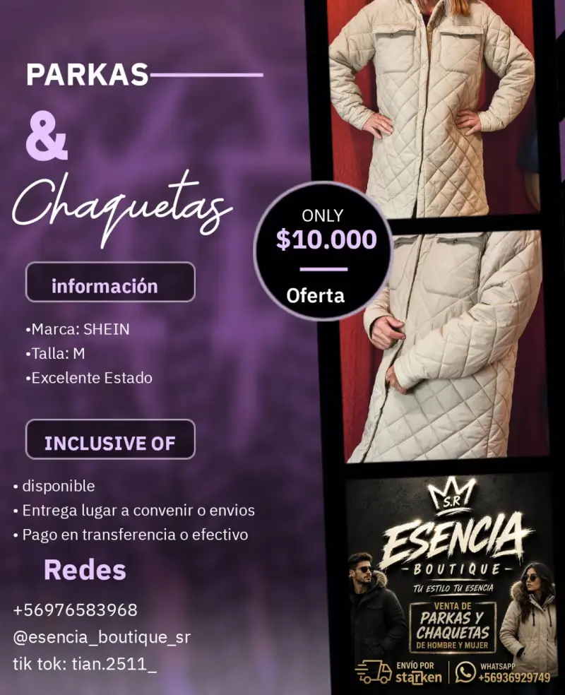 Parka Shein beige talla M - 1