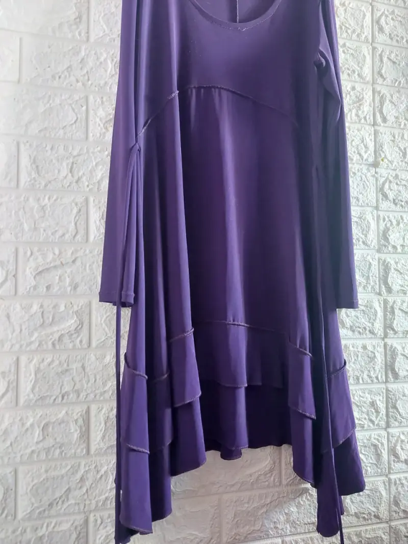 Vestido morado manga larga con lazo - 2