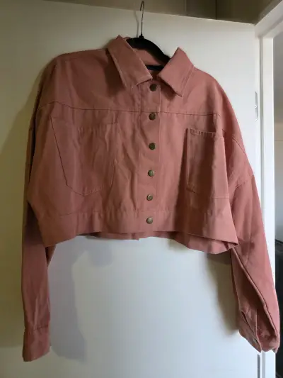 Chaqueta corta rosada oversize - miniatura 3