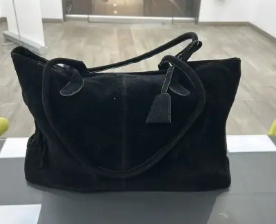 Cartera negra grande de terciopelo PU. Nueva - miniatura 1