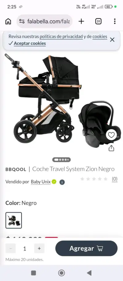 Coche Travel System Zion Negro - miniatura 1