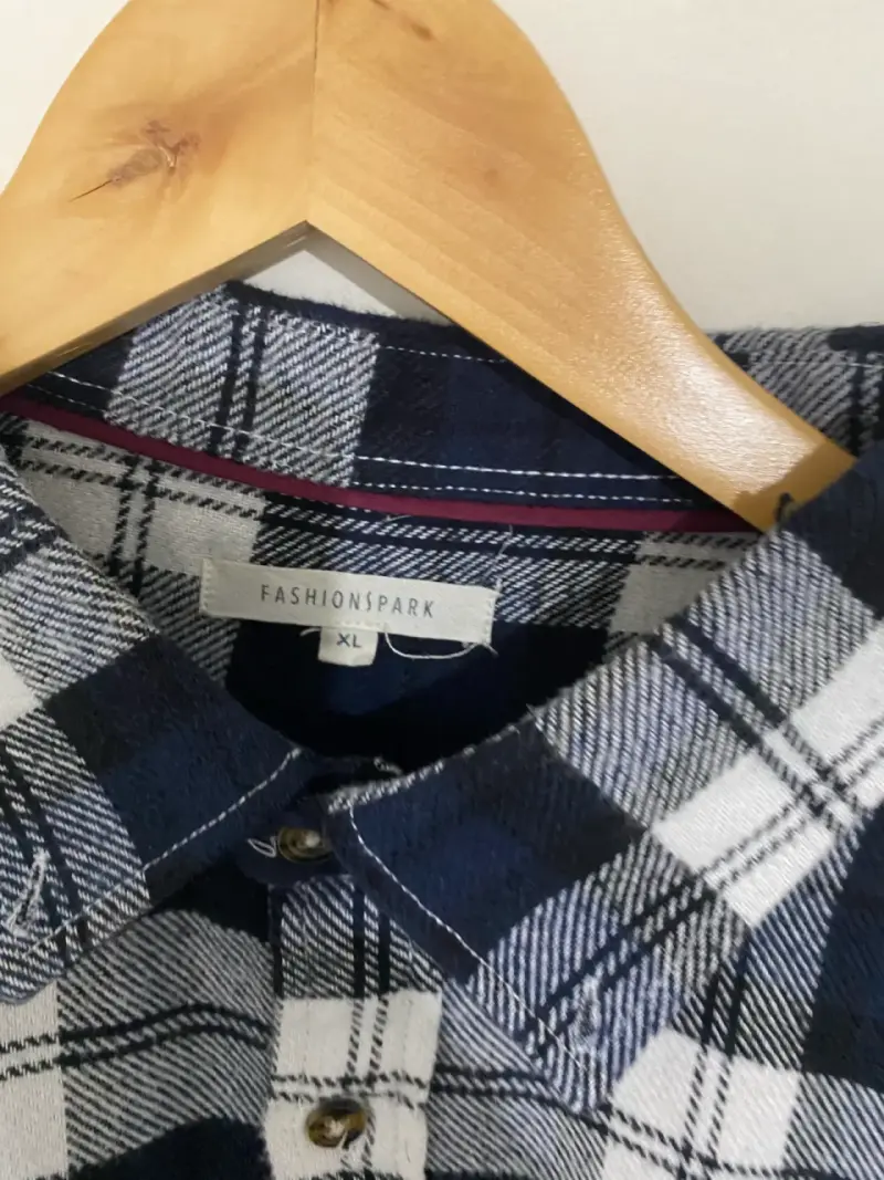 Camisa de franela ª cuadros azul y blanca - 2
