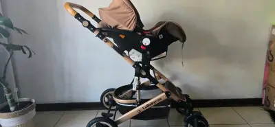Coche de bebé marrón LuBabycas - miniatura 2
