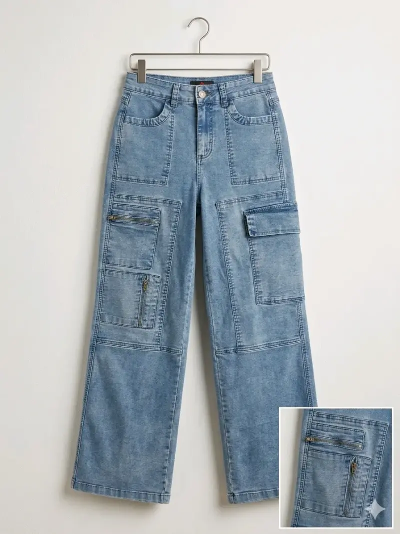 Jeans cargo azul claro