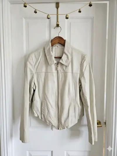 Chaqueta beige de cuero - miniatura 1