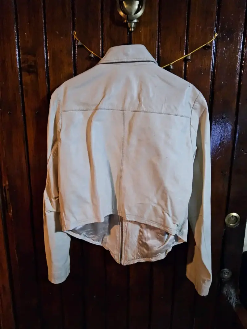 Chaqueta beige de cuero - 3