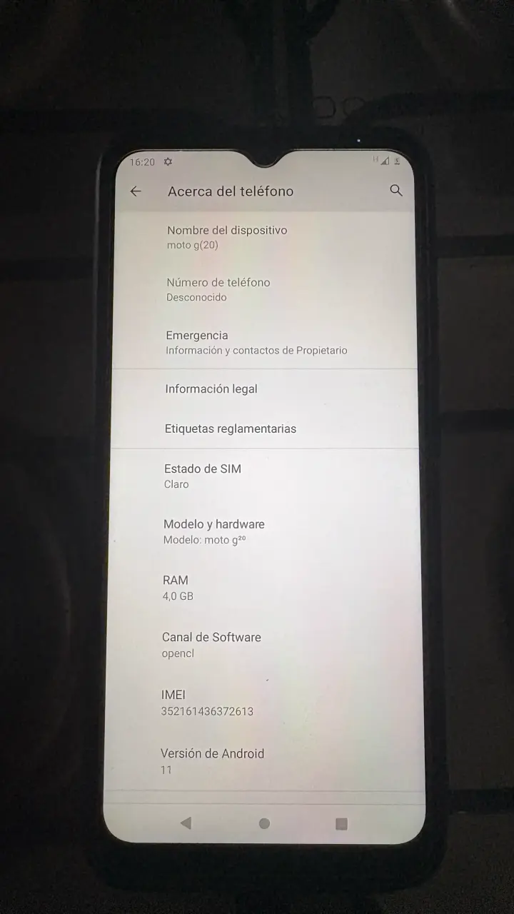 Moto G20 usado en buen estado DETALLE SENSOR - 1