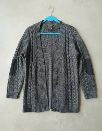 Cardigan gris largo de lana Americanino Talla M - miniatura 2