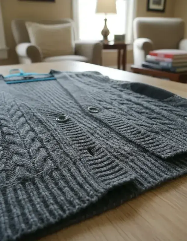 Cardigan gris largo de lana Americanino Talla M - 3