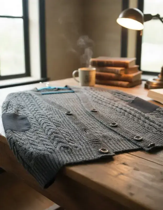 Cardigan gris largo de lana Americanino Talla M - 4