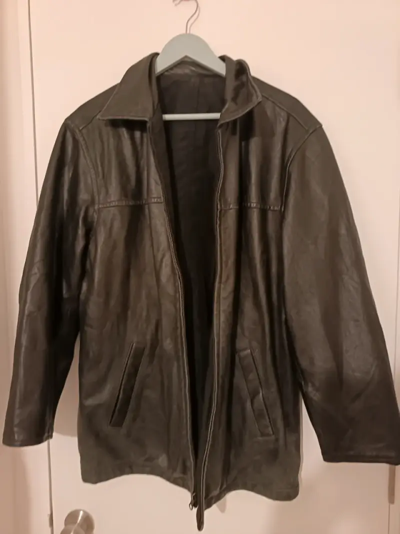 Chaqueta de Cuero Recta Minimalista - 1